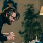 A paranoid makes notes or calculations on sheets in search of answers to pseudoscientific statements